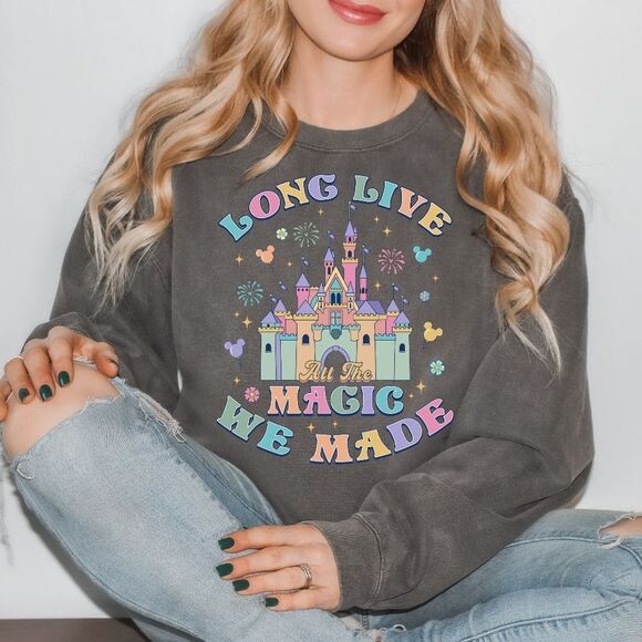 Comfort Colors Sweaters - Disney Parks Castle Pastel Rainbow Magic We Made Sweatshirt